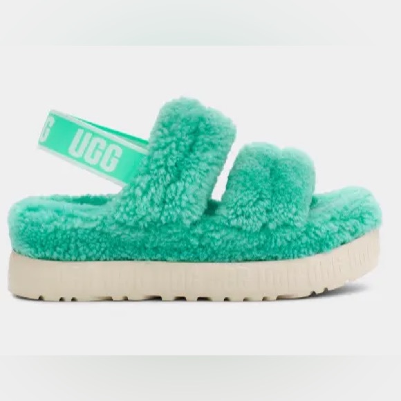 Ugg Oh Fluffita Strappy Sandal Slipper Slides, Green Size 9